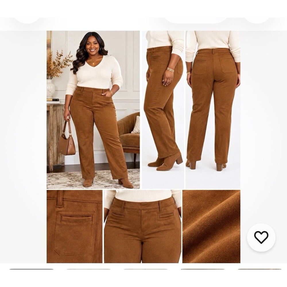 NWT WESTBOUND Plus WOMAN faux Suede Brown Pants Sz  18 The High Rise Fit NWT
